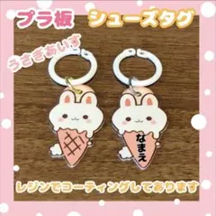 シューズタグ　うさぎあいす　うわぐつタグ　ネームタグ　上履き　入園準備　靴タグ