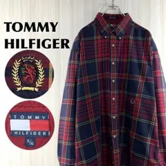 【90s】OLD トミーヒルフィガー メガチェク 長袖シャツ XL マルチカラー