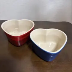 ル・クルーゼ　ラムカン　ハート　赤、青　２個セット　大きめ【美品】