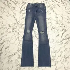 SHEIN デニム 新品未使用 XSサイズ ダメージ ブーツカット