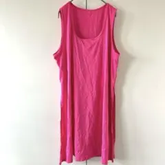 タンクトップ フリーサイズ ノースリーブ ミディ丈 インナー ピンク