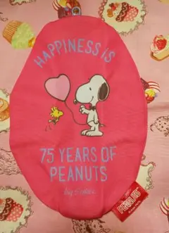 PEANUTS SNOOPY スヌーピー 75周年 ラウンドポーチ ピンク