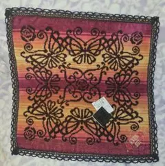 最終　タグ付き【新品】ANNA SUI　アナスイ　タオルハンカチ蝶・薔薇オレンジ