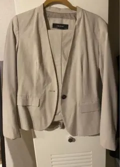 ZARA BASIC ノーカラージャケット ベージュ EUR 40