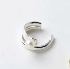 ダブルラインイヤーカフ 淡水パール シルバー【Silver925】