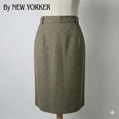 NEWYORKER ウール100% 上品ヘリンボーン スカート 15 XL