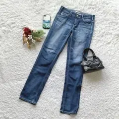 サムシング デニムパンツ ジーパン ストレッチ スリム S ローウエスト 着回し