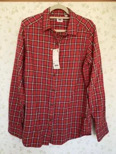 新品未使用タグ付き　UNIQLO レッド チェック柄 長袖ネルシャツ M