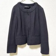 ミッシェルクラン　ノーカラージャケット　ネイビー　飾りポケット　フォーマル　38