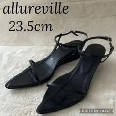 allureville アルアバイル ナローストラップウェッジサンダル ブラックのサムネイル