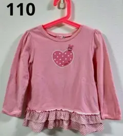 ミキハウス　ホットビスケッツ ピンク ハート　フリル　カットソー