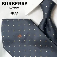 美品✨ バーバリーロンドン ネクタイ ホースロゴ ドット シルク ネイビー 紺