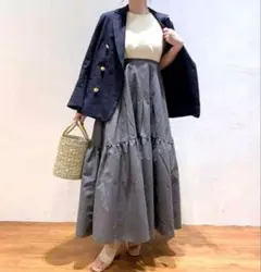 【新品】フリーズマート ロングワンピース ティアード ドッキング アイボリー