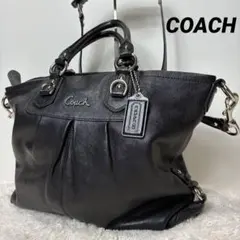未使用級✨ COACH　コーチ　ハンドバッグ　2way　レザー　プレート　黒 COACH バッグ コーチ 2wayハンドバッグ 黒 レザー ショルダー