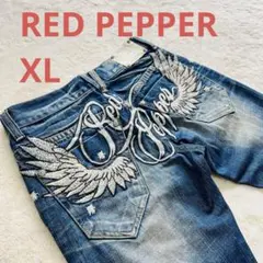 RED PEPPER XL 00s 羽 刺繍　デニム　パンツ　y2k 平成ギャル