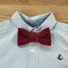 ハンドメイド　キッズ　蝶ネクタイ　リボンブローチ　ニット　ワインレッド