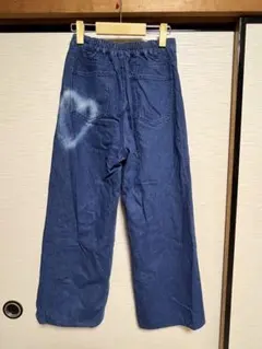 しまむら　新品未使用 デニムパンツ ワイドパンツ ハート柄