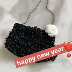 ブラックビーズパーティーバッグ STRAWBERRY-FIELDS