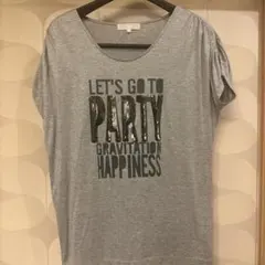自由区 半袖Tシャツ グレー スパンコールロゴ