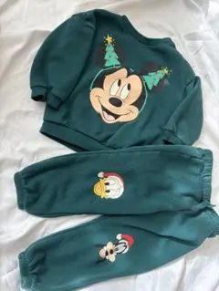 H&M サンタミッキー　クリスマススウェットセット 90-100