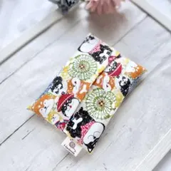 【ハンドメイド】大集合、柴犬とシマエナガ　ポケットティッシュケース　和風　可愛い