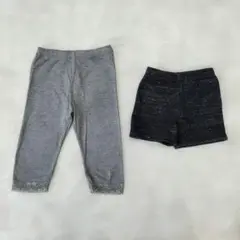 グレー レース付きスパッツとショートパンツセット