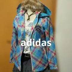 adidas フード付きチェック ダブルジップ ゴルフ トラックジャケットy2k