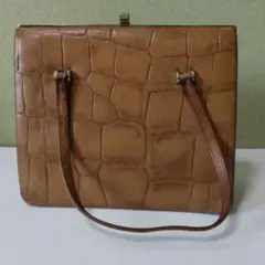 レトロ レザー ハンドバッグ ブラウン 茶色