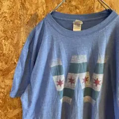 AE9680 90‘US古着 半袖Tシャツ ライトブルー メンズ L ポス