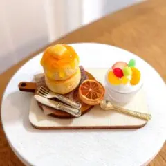 ミニチュア　厚焼きパンケーキ朝食セット