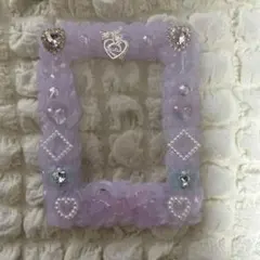 3ホイップデコ　ハンドメイド　トレカデコ　ピンク　パープル　紫　リボン