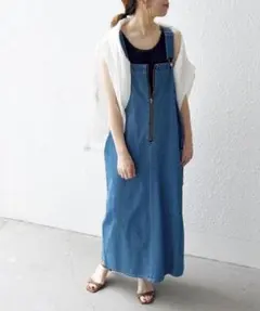 シップスエニィ　フロントジップ　ジャンパースカート　SHIPSany DENIM