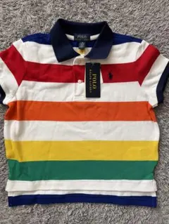 新品 ラルフローレン ストライプド クロップド コットン メッシュ ポロシャツ