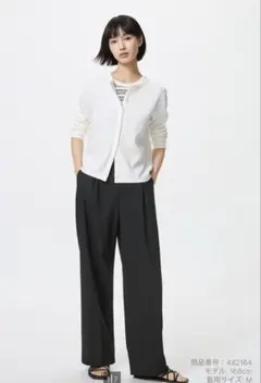 UNIQLO レディース タックワイドパンツ ブラック L