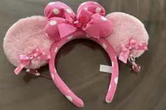 あ*様 訳アリ　ミニー ピンクリボンのカチューシャ (片方イヤリングピース欠け)