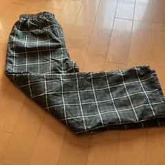 ダークグリーン チェック柄 カジュアルパンツ