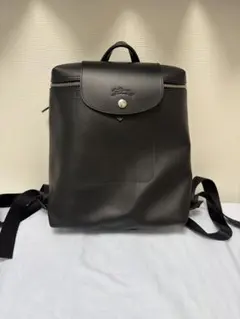 LONGCHAMP ブラックレザー リュック