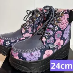 24 【YOSUKE】厚底レースアップスニーカー 2811371 花柄　フラワーのサムネイル