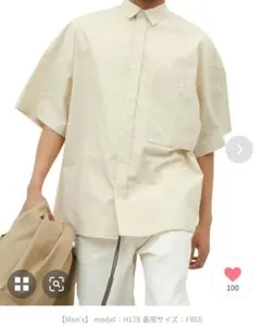 インタープレイ　Lベージュ　ZOZO　レギュラーカラー 半袖 オーバー シャツ