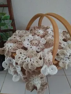 ハンドメイド*かぎ針編みお花のマルチカバー*ナチュラル
