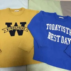 BAYFLOW プルオーバー ニット ブルー130cm,イエロー140cm