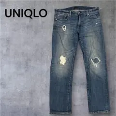 UNIQLO ダメージ加工 ストレートデニム　メンズ