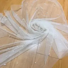 パール付きシアーテーブルクロス　ホワイトのサムネイル