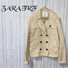 【ザラTRF】 ジャケット ピーコート風 ダブルボタン ショート丈 コットン混