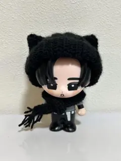 【50】Snow Man すのチルぬいソフビ　猫耳ニット帽子 マフラー付き　黒色