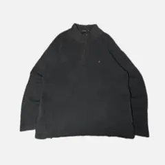 ノーティカ　ワンポイント　刺繍　ハーフジップ　ニットスウェット　ブラック　00s