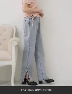 スリットリボンデニムパンツのサムネイル