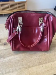 interstaple 赤 レザー ハンドバッグ