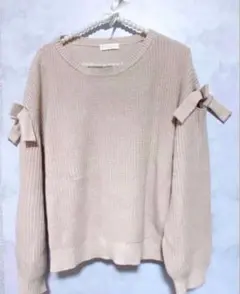 earth music&ecology ピンクベージュ リボンニット