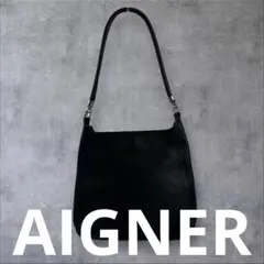 AIGNER アイグナー レザー ワンショルダーバッグ ブラック